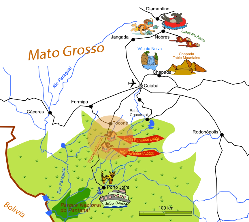 Pantanal Karten Pirschtouren Mato Grosso