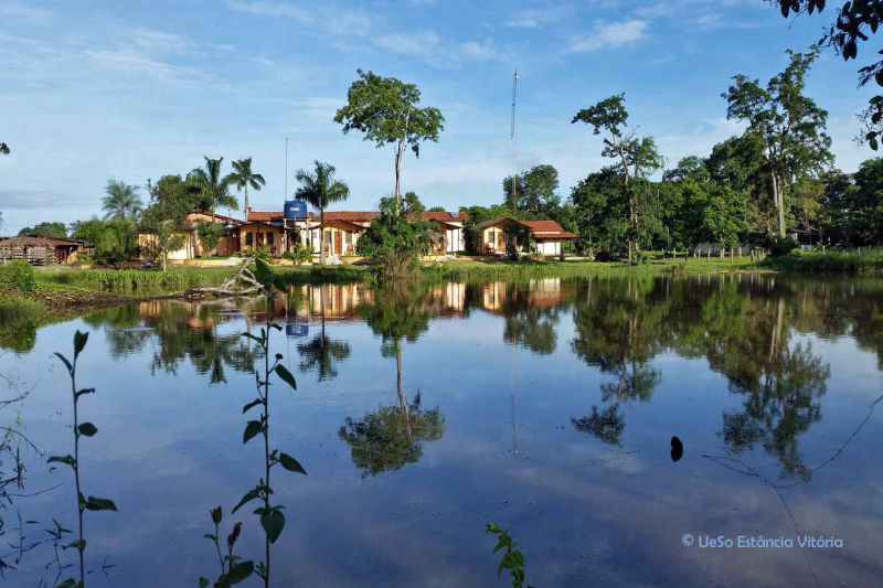 Vista do lago, quarto de hotel, Pantanal