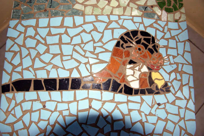 Mosaic on the floor with otter