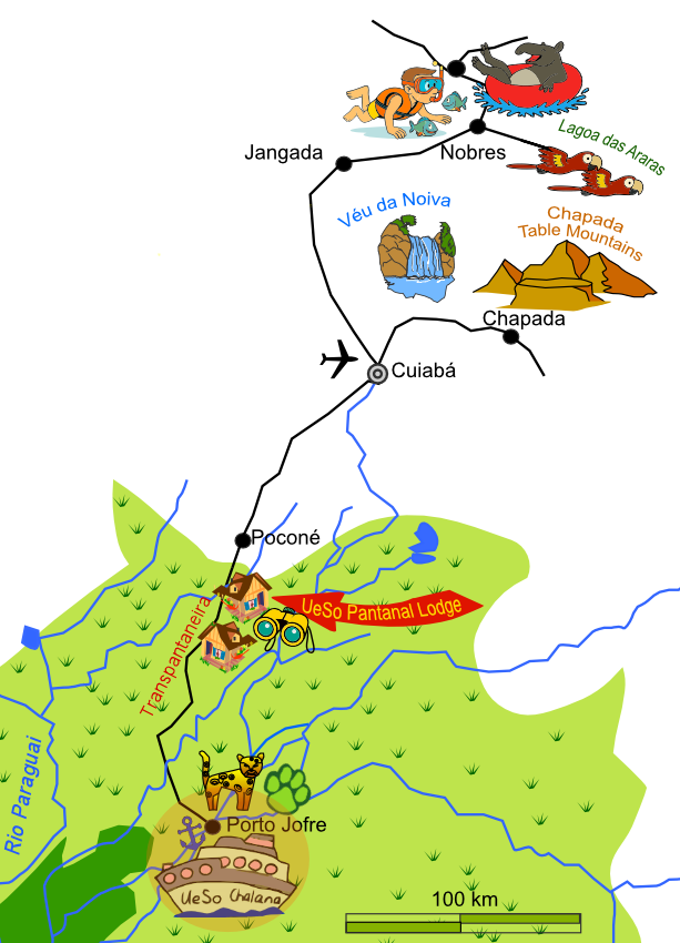 Carte du Pantanal et Mato Grosso